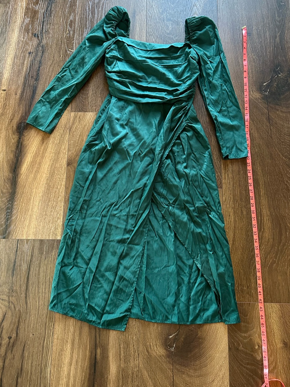 Emerald Green Satin Long Sleeve
